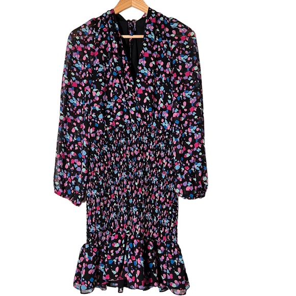 Leyden Printed Long Sleeve Smocked Ruffle Mini Dress - Picture 4 of 8